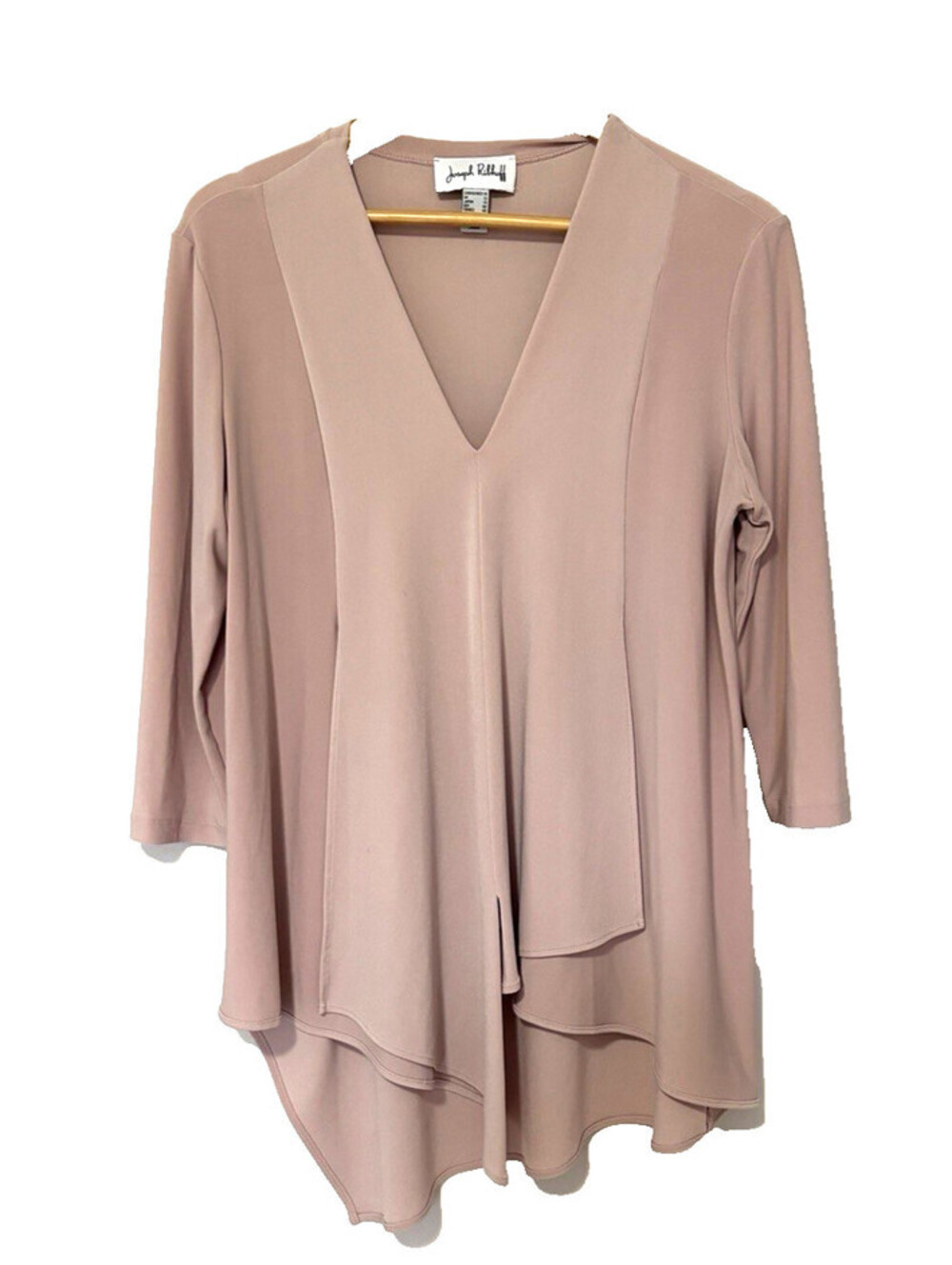 Joseph Ribkoff Pink 3/4 Sleeve Asymmetric Tunic Top V Neck Size 10
